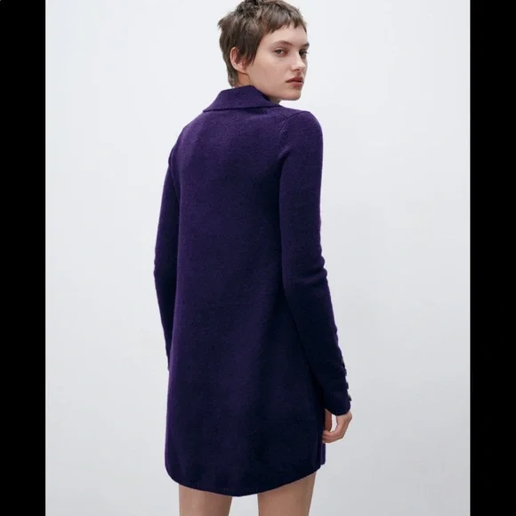 Zara Buttoned knit polo dress purple Size Small - Picture 4 of 6